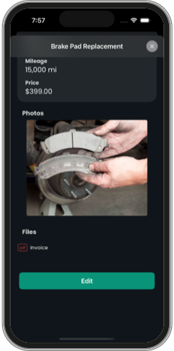 ServiceLog app screenshot - adding new service record